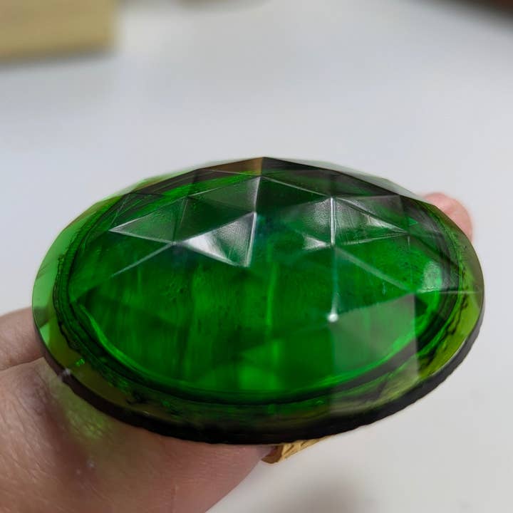 Gay Isber Designs - Wholesale Cocktail/Statement Ring - Jumbo Vintage Green-Faceted Stone Ring - Unisex, Adjustable Gold-Plated Base - Free Shipping in the US3