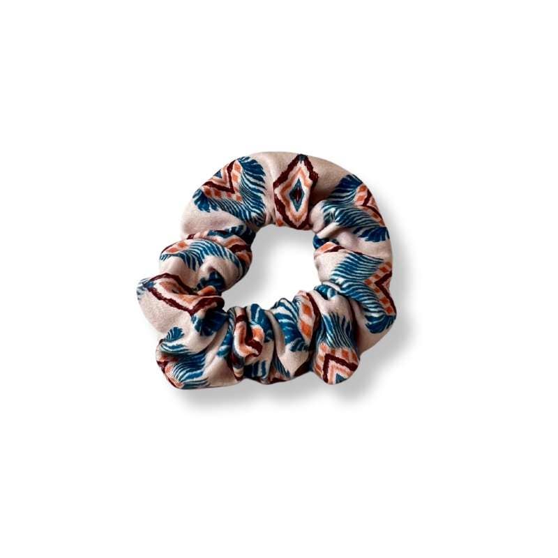 Hairjewelz by Elle - Wholesale Scrunchie - Dames - Scrunchie Original "Etnic Peacock" - Bamboo cotton0