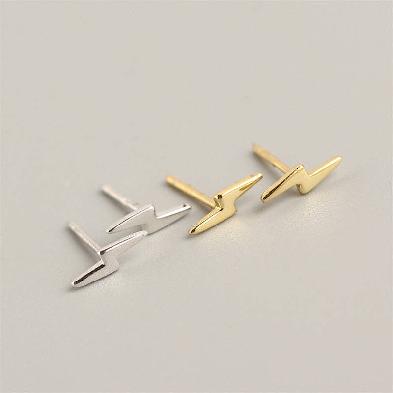 Perimade & Co. LLC - Wholesale Stud/Post Earrings - Lightning Bolt Thunderbolt Earrings in 925 Sterling Silver0