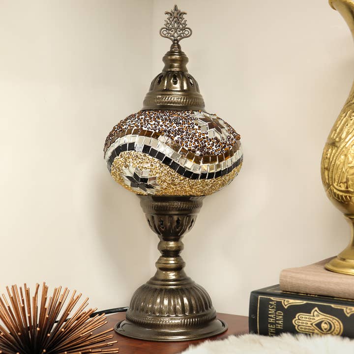 Natures Artifacts Inc - Wholesale Accent/Desk Lamp - Turkish Table Lamp with Handmade Gold Mosaic Glass