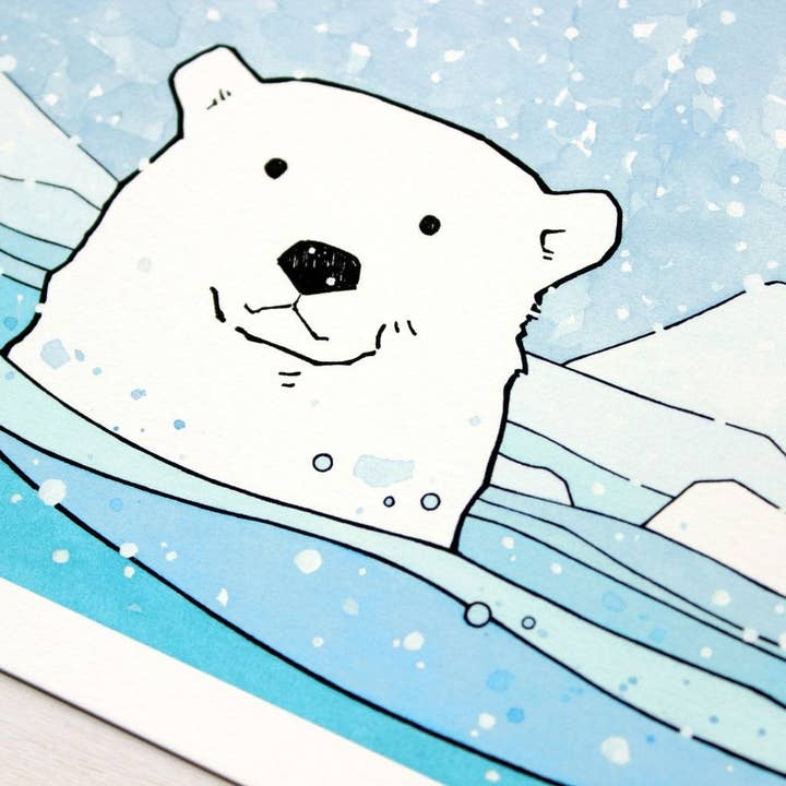 Studio Tuesday - Vendita all'ingrosso Stampa artistica - Bambini e neonati - Stampa vivaio con orso polare, arte animale artico, arte da parete per bambini
