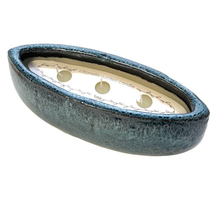 Kitchen Supply Wholesale - Vendita all'ingrosso Candela per esterni - Candela alla citronella a 3 stoppini, multicolore blu