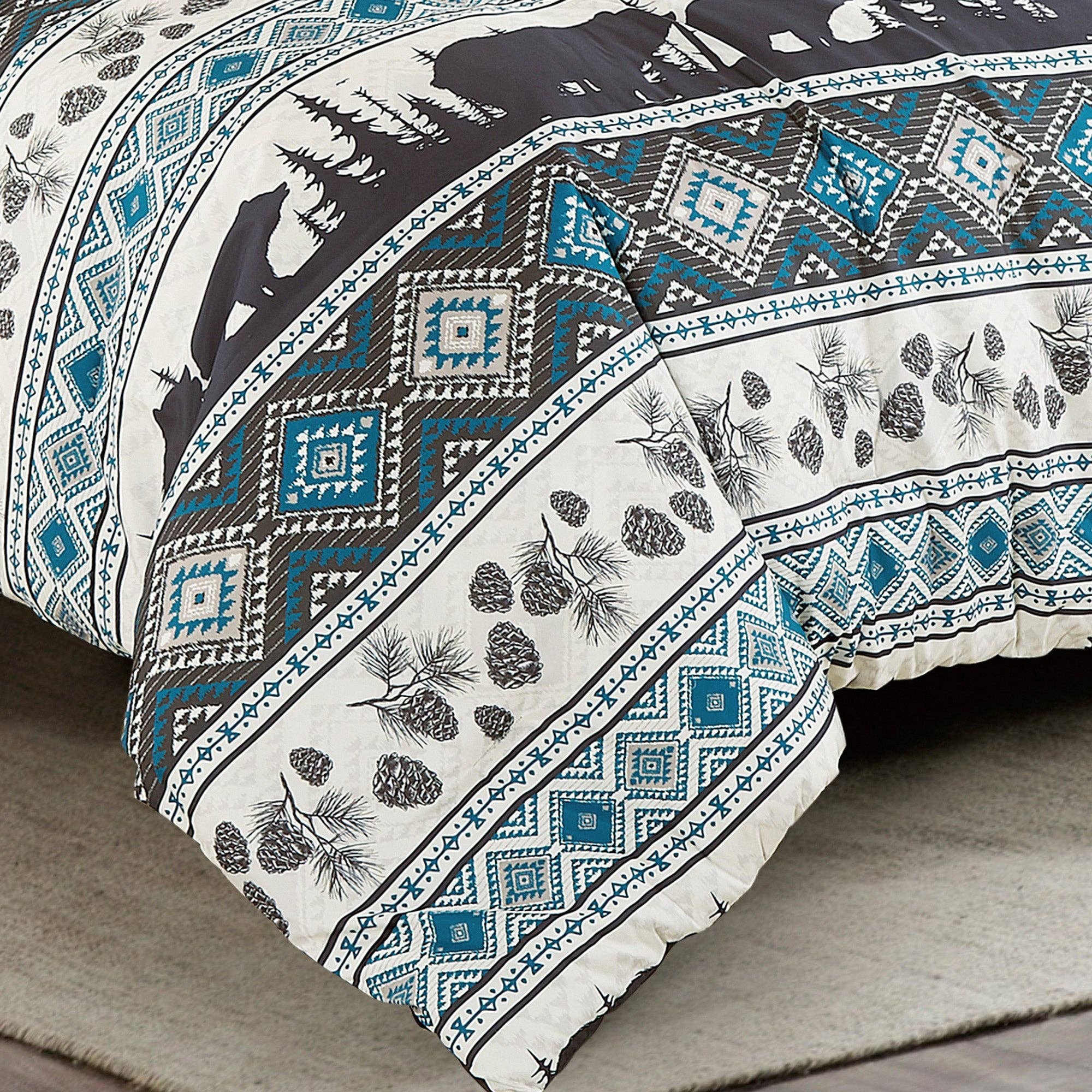 Linen Mart - Wholesale Bedding Set - Big Bear Southwest Turquoise Aztec Comforter - 6 Piece Set8