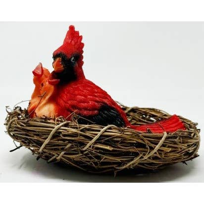 REMOVED BRAND - Wholesale Decorative Figurine - Cardinal Family in Nest