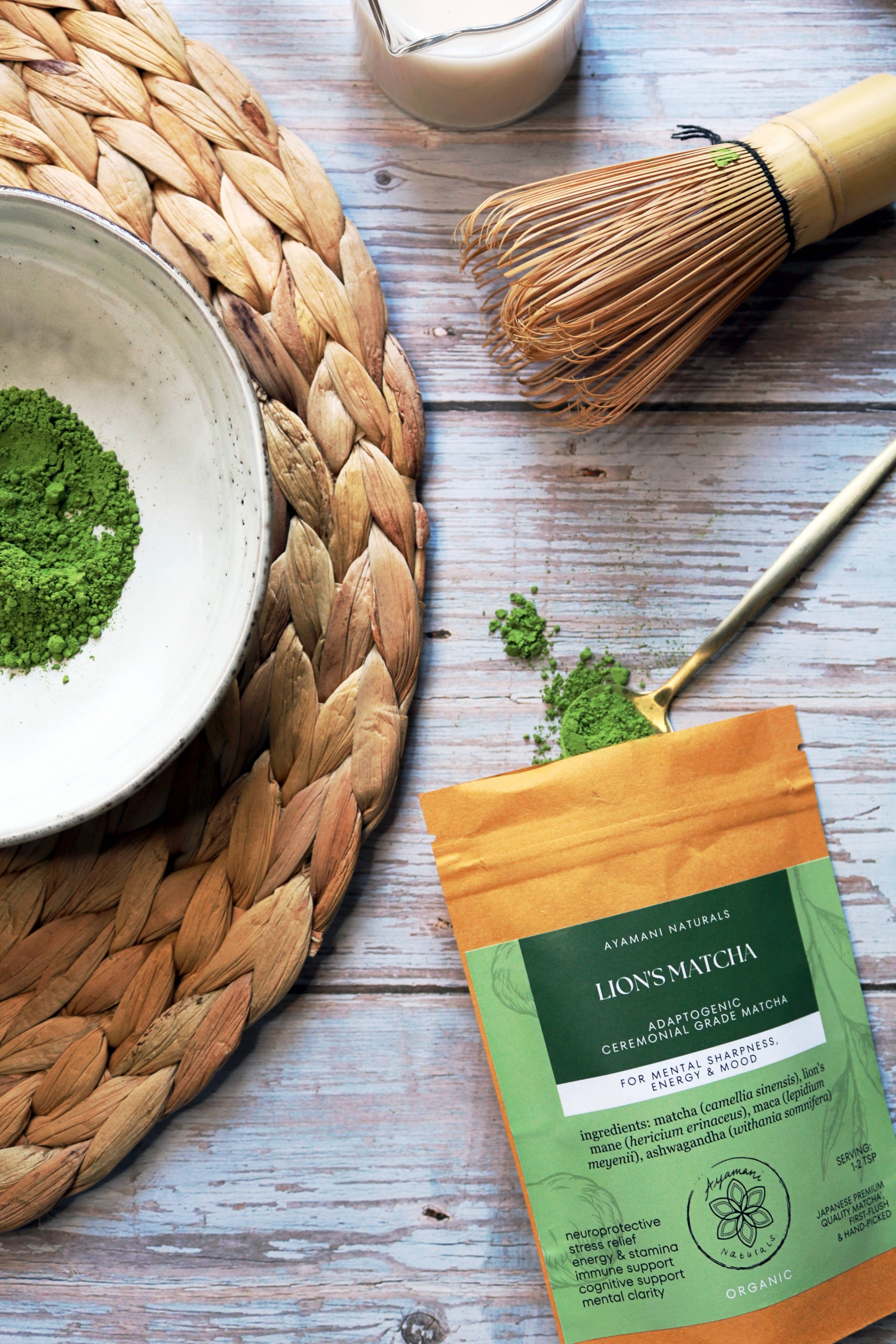 Ayamani Naturals - Wholesale Health/Detox Tea - LION'S MATCHA | Ceremonial Japanese Matcha with Lion's Mane