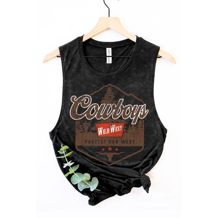 HRTandLUV - Wholesale Tank Top - Women's - COWBOYS WILD WEST GRAPHIC TANK TOP