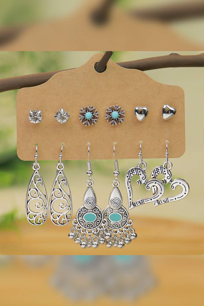 UNISHE - Wholesale Oorbellen met tunnel/plug - Bohemia Turkoois oorbellenset HH0674