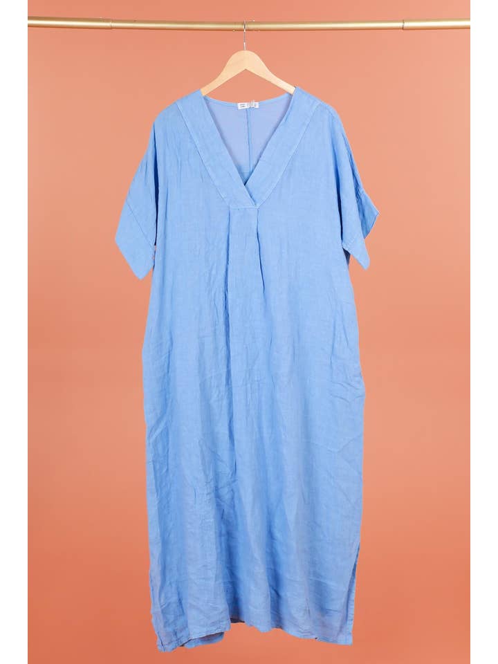 la maison des fibres naturelles - Wholesale Dress - Women's - Long dress v-neck 62733 100% linen12