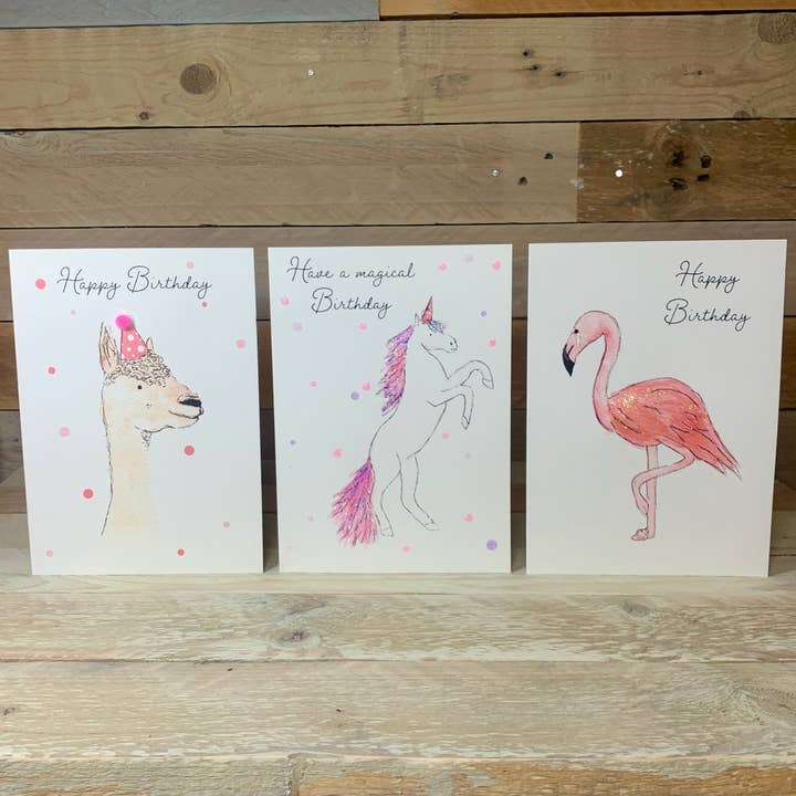 Pack of 3 Girly Birthday Cards for wholesale by Arty Bee Designs