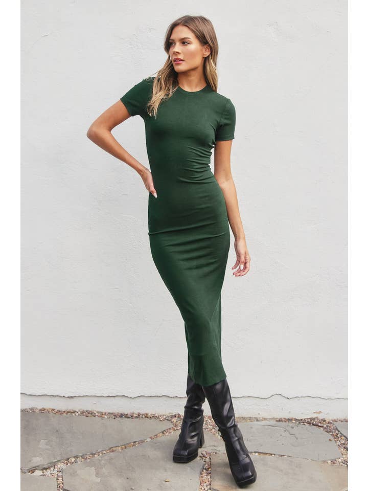 Dress Forum - Wholesale Dress - Women's - Ribbed Knit Back Slit T-Shirt Dress (1)7