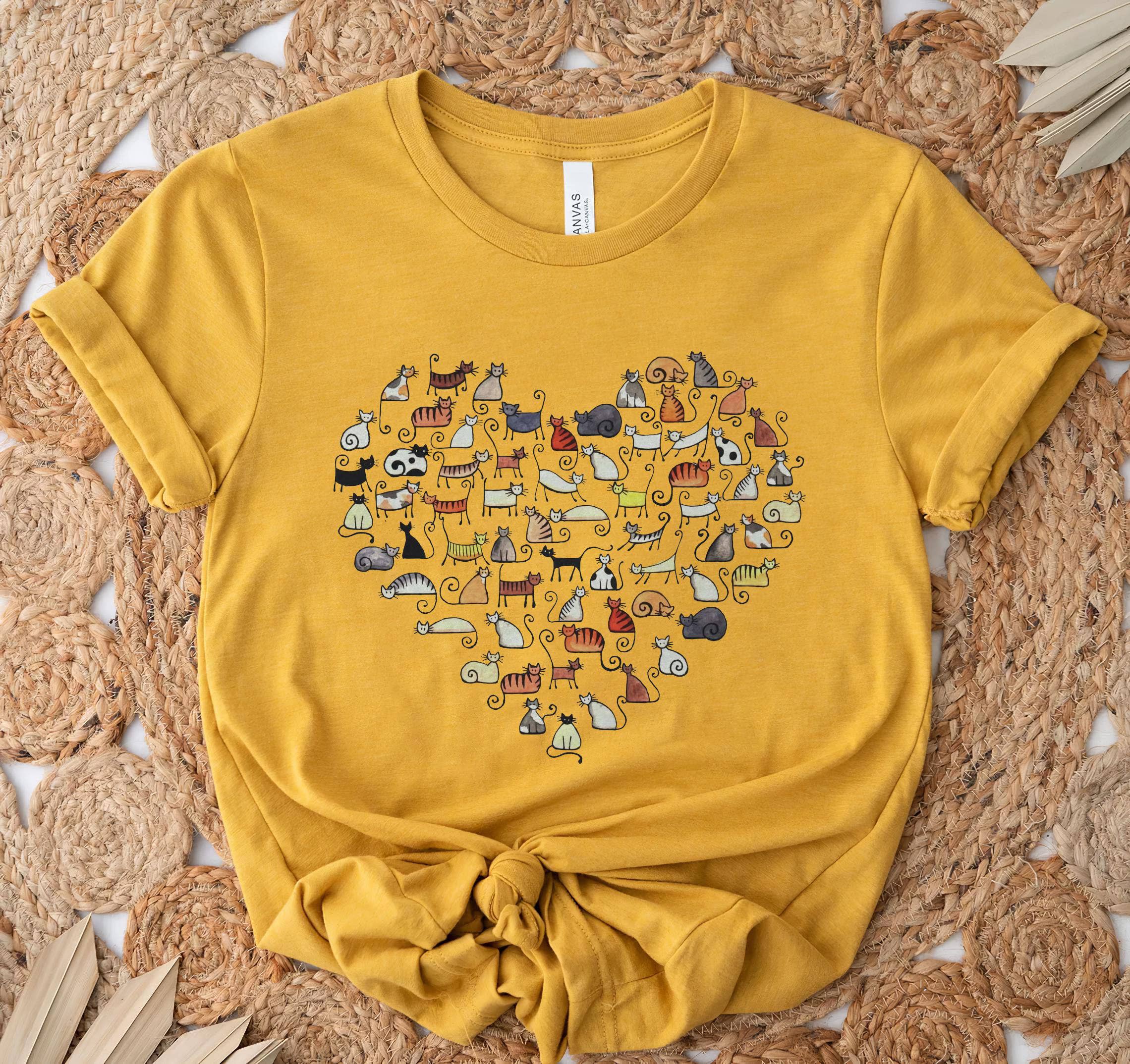 White Cat Heart Shirt, Cat Mom Shirt, Love Cat Shirt, Cat Lovers for wholesale on Faire1