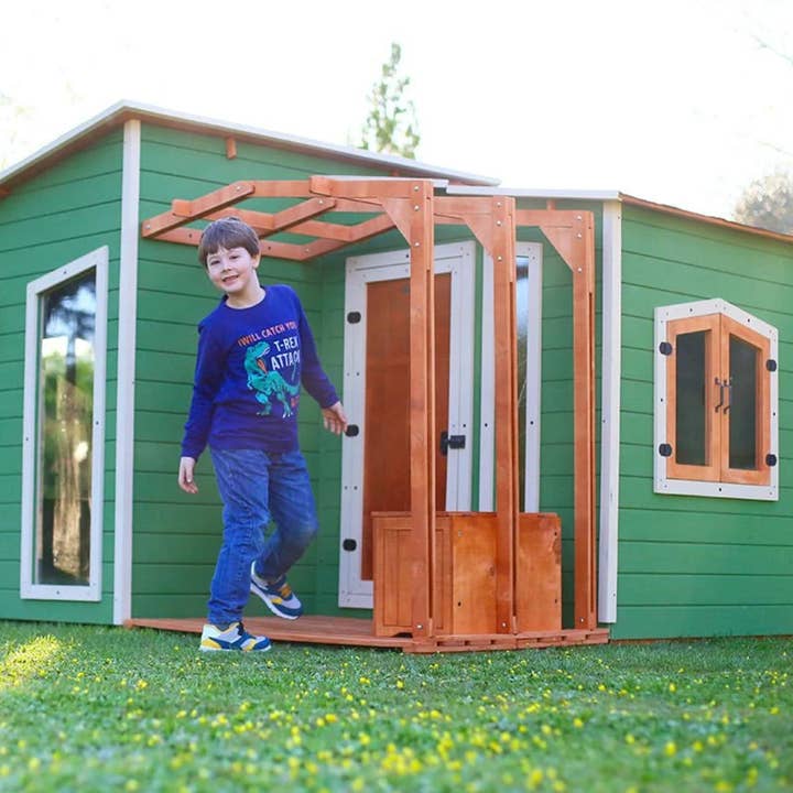Modern Wooden Playhouse with Garden Fence  | Budget Friendly and other Purchase wholesale window hardware. Free returns & net 60 terms on Faire trending on Faire.