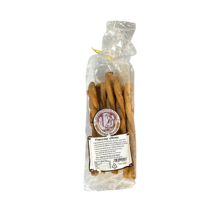 Treccine alle olive - Aperitif breadsticks with black olives (300g) for wholesale by OLIO DI SERRA
