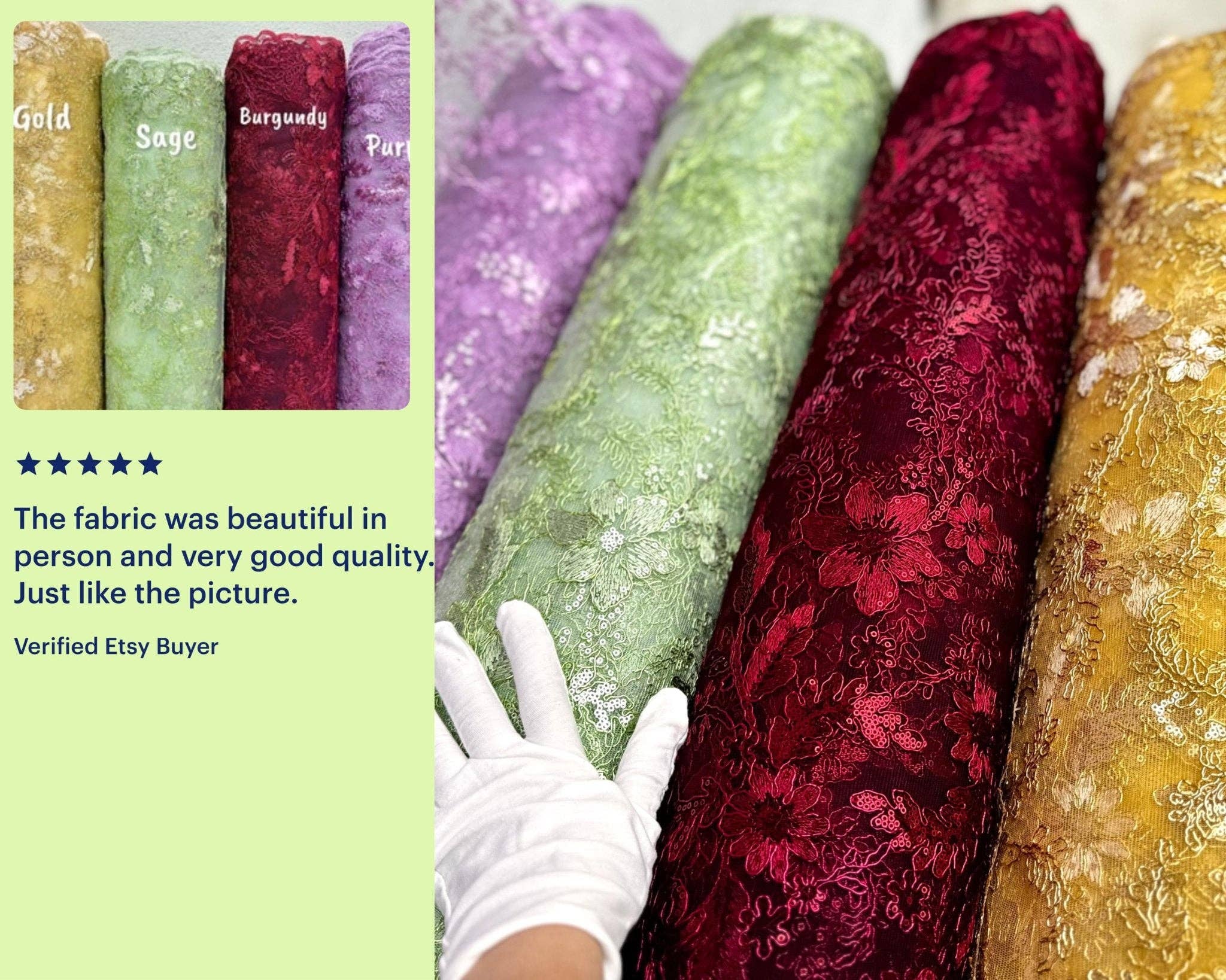 GalaTextile - Wholesale Fabric - Floral Embroidered Lace Corded Fabric With Sequins Fabric by the yard Non Stretch Shiny Floral Fabric with Sequins On Lace for Apparel Gowns8