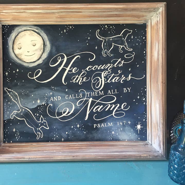 He Counts the Stars Bible Verse Print for wholesale by Designs by Robyn Love