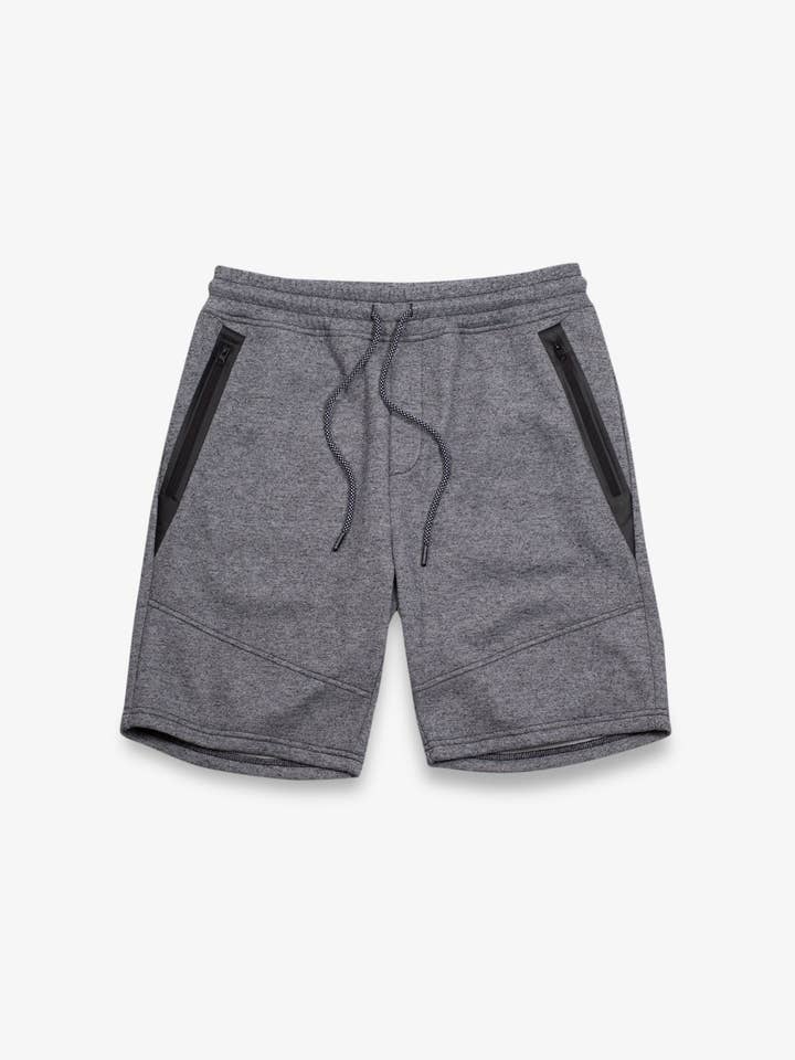 Diagonal Heat Seal Zip Shorts for wholesale by Brooklyn Cloth