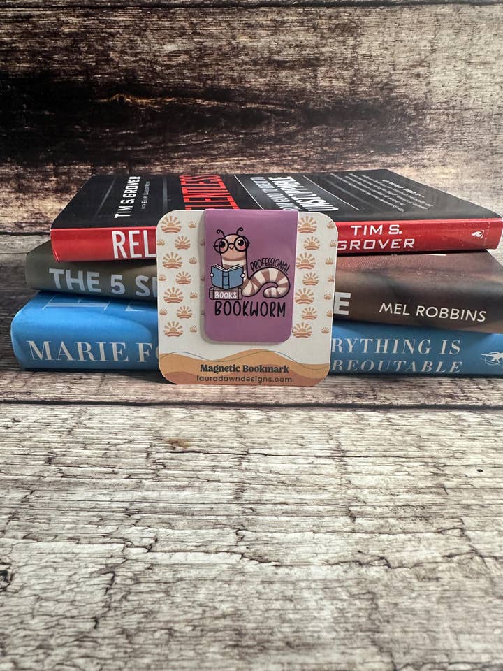 Professional Bookworm Magnetic Bookmark: Book Lover Gift for wholesale by Laura Dawn Designs