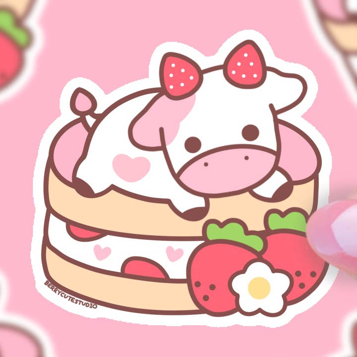 Autocollant en vinyle résistant aux intempéries - Vache Shortcake pour la vente par BerryCuteStudio
