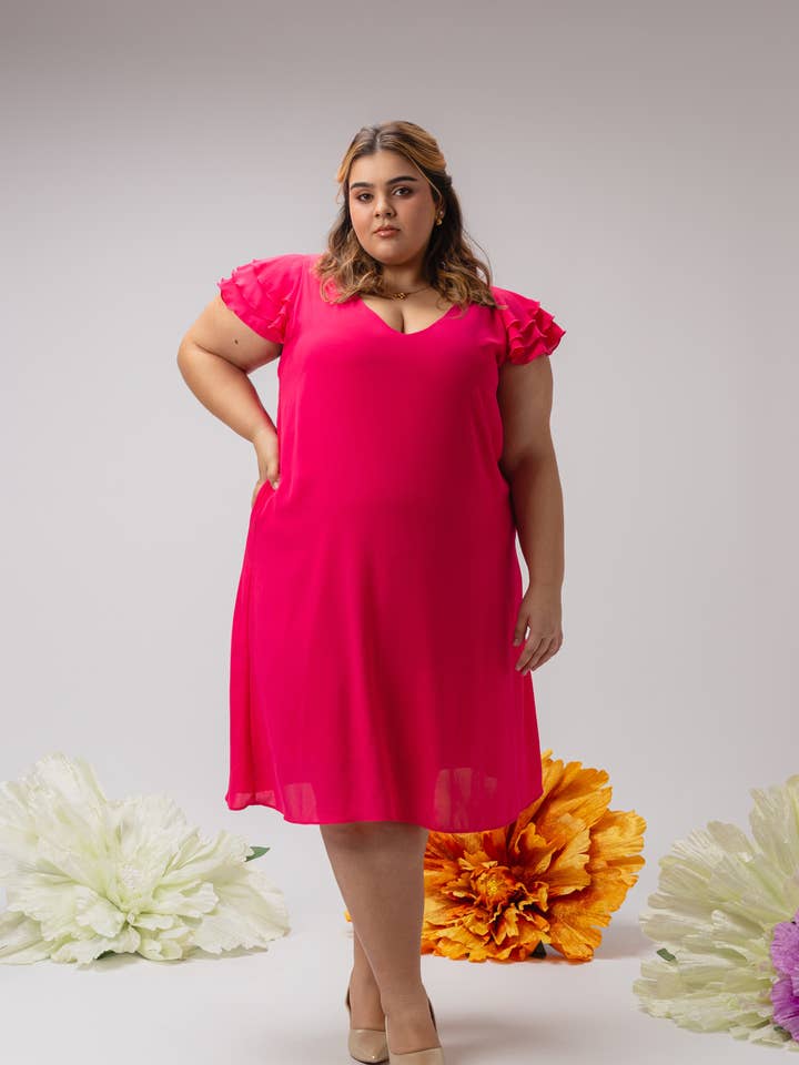 246072 - Plain fabric dress Spring Summer Collection Plus Size for wholesale by Teresa Cardoso Oliveira