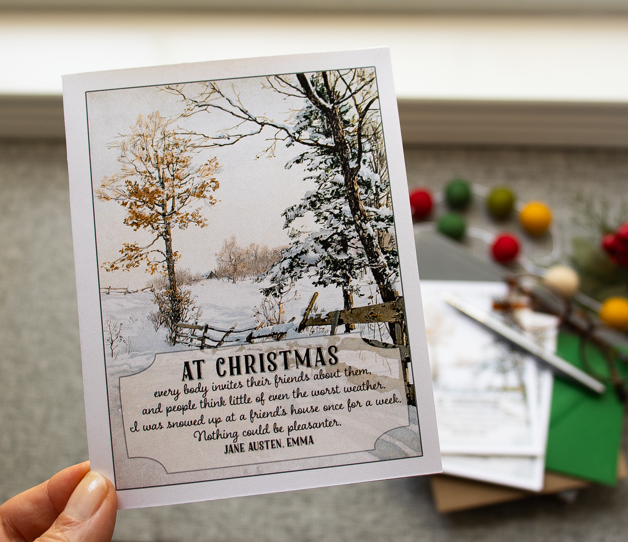 Sunshine and Ravioli - Wholesale Christmas Card - Literary Christmas Card, Jane Austen Quote0