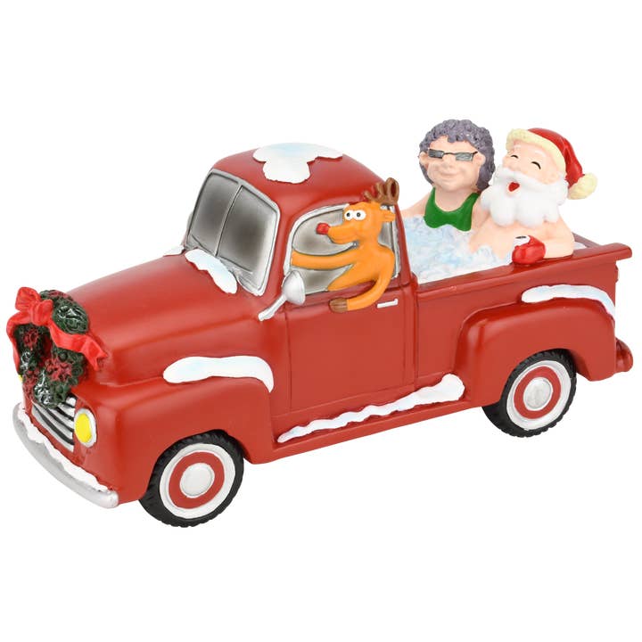 30% rabatt! - Jultomten och fru Claus festar pickup truck 'Hillbilly' badtunna 20 cm dekoration figurine för wholesale av Tree Buddees