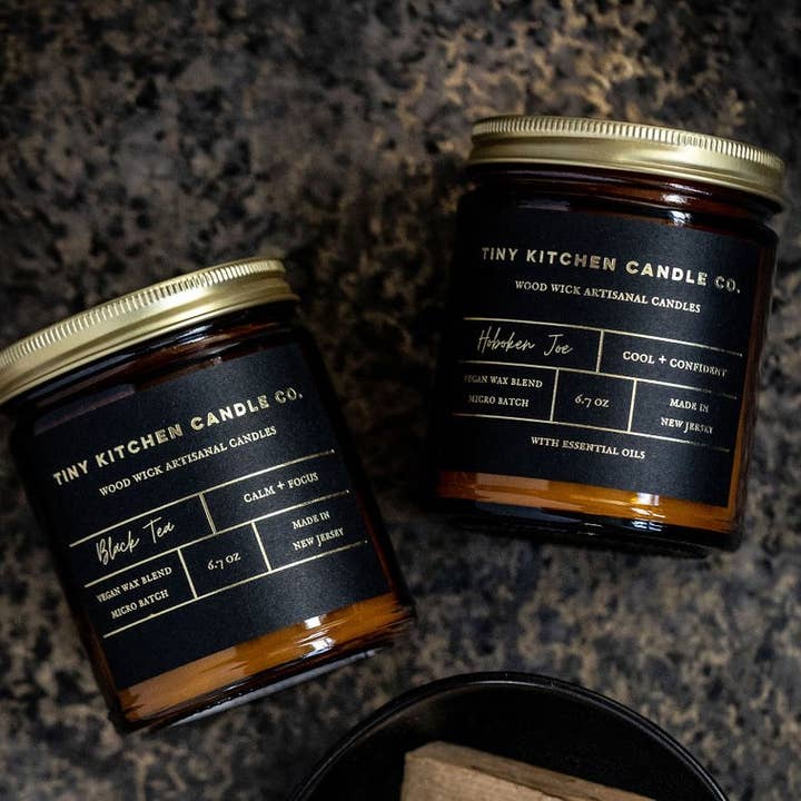 Tiny Kitchen Candle Co. - Wholesale Jar/Filled Candle - Hoboken Joe Wood Wick Candle- 8 oz.