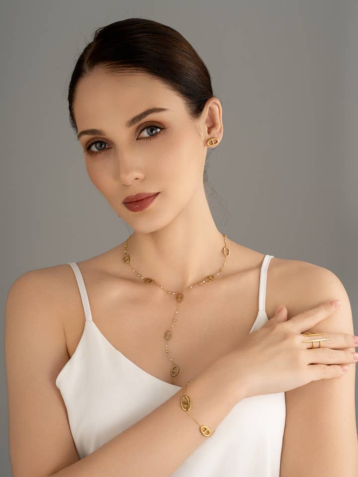 Gold chain with oval links – stainless steel for wholesale by COSMOS