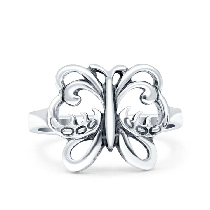 Butterfly Oxidized Band Thumb Ring (13mm) for wholesale by Blue Apple Imports