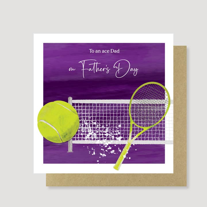 Hand painted Tennis Theme Father's Day card - Eco Friendly for wholesale by Heather Trefusis Art - Greeting Cards (*US Duties Paid*)