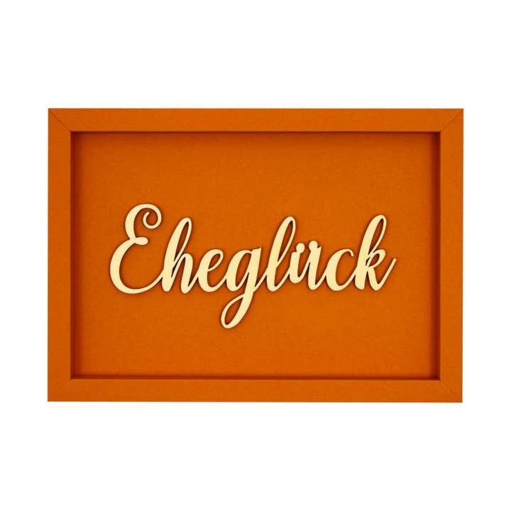 MARITAL HAPPINESS - framekaart met houten letters, magneet voor wholesale door werkpunk