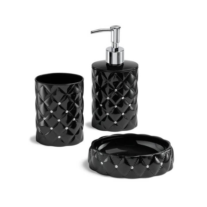 Etol - Wholesale Decorative Plate/Dish/Bowl - 65040109 Soap Dish Carat 12.7x8.3x3.6 cm. AS, black. Swarovski