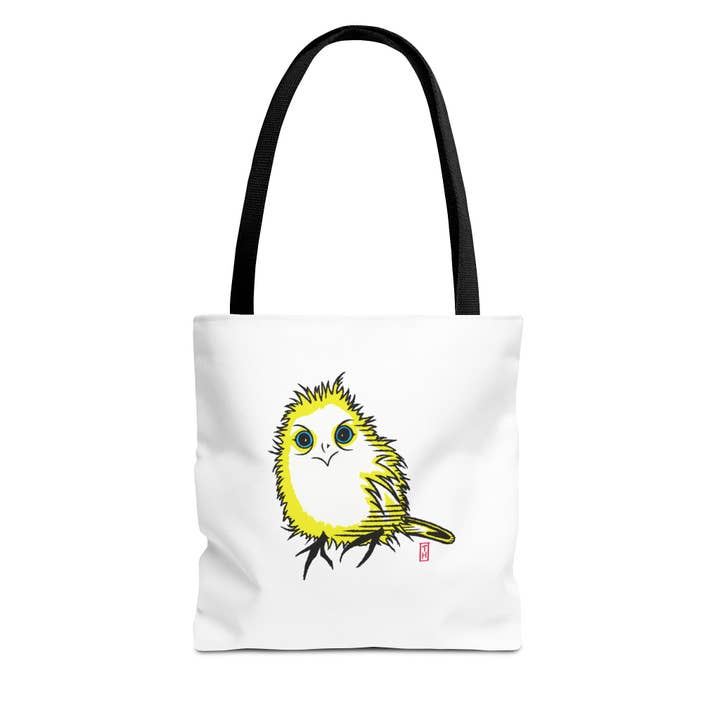 Finurlig mulepose, ujævlet fugl, sjov grafisk genanvendelig indkøbspose, købmandspose, Terry Heath Design for engroshandel hos Terry Heath Art