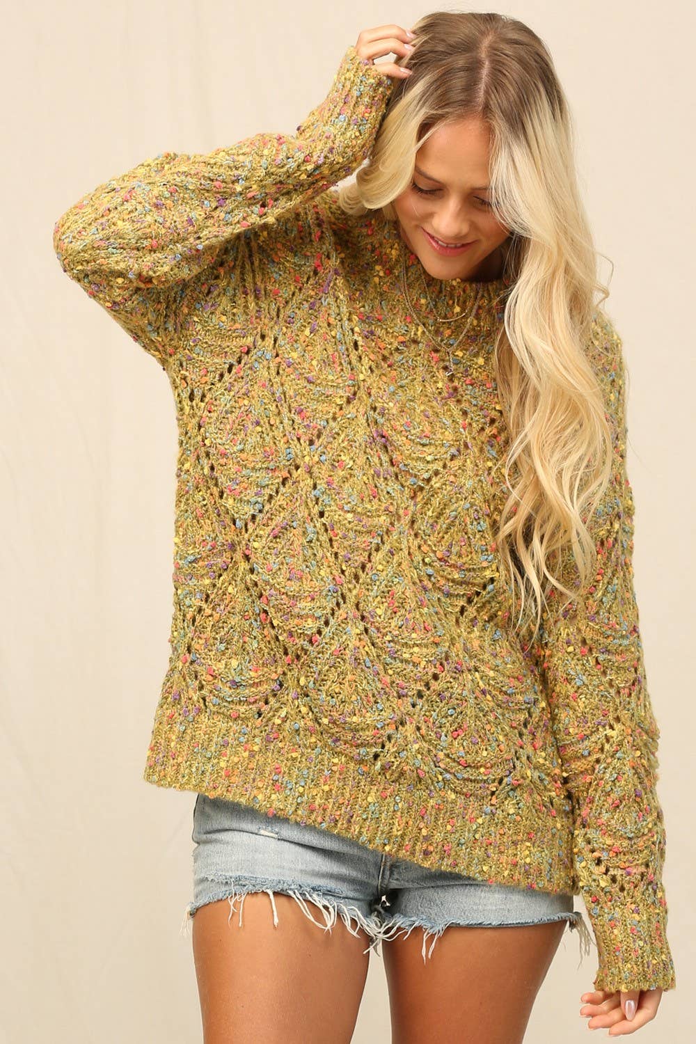 Moss Colorfully Speckled Sweater for wholesale on Faire8