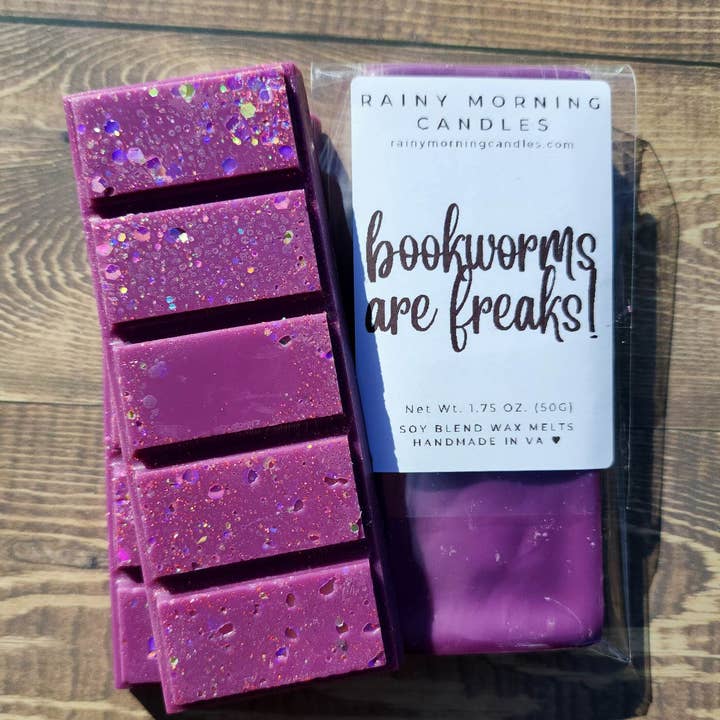 Rainy Morning Candles - Wholesale Wax Melt - Bookworm | Leather Book + Vanilla Snap Bar Wax Melts