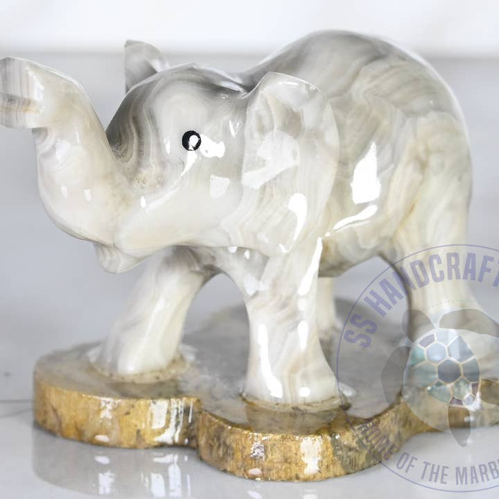 SS handcrafted Art - Wholesale Decorative Figurine - Marble Elephant - No Tusk 2"0