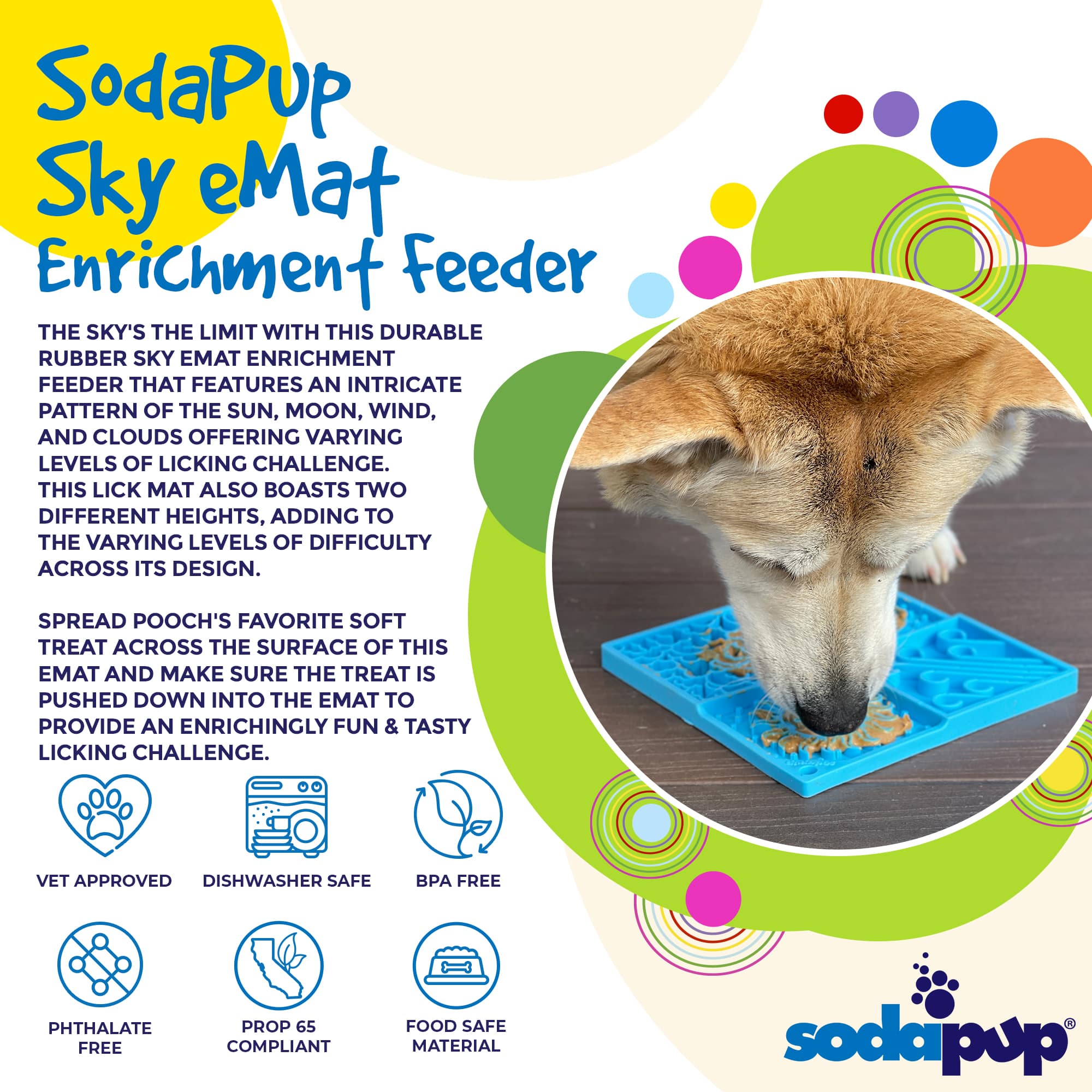 SodaPup Dog Toys - Vendita all'ingrosso Tappetino sottociotola per animali - Cane - Sky Design eMat - Tappetino da leccare per arricchimento2