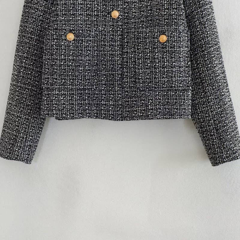 AZSHOP Trading LLC - Wholesale Jacket - Women's - Button-Up Tweed Jacket with Pockets4