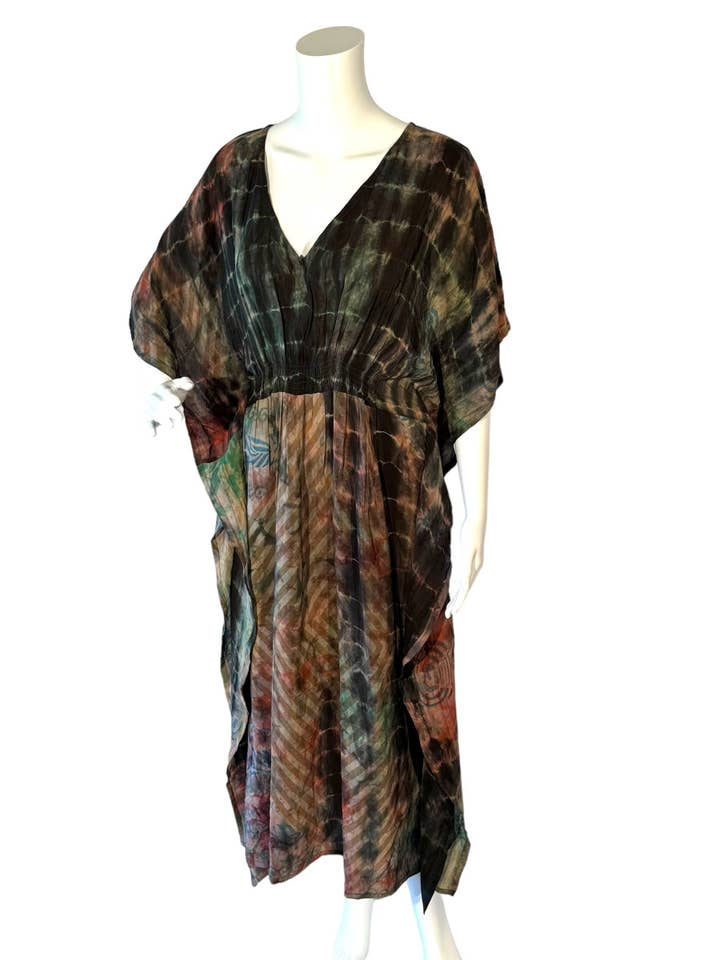KF-126 - Hippie Night - Long Silk Kaftan XS for wholesale by Silk Ranch