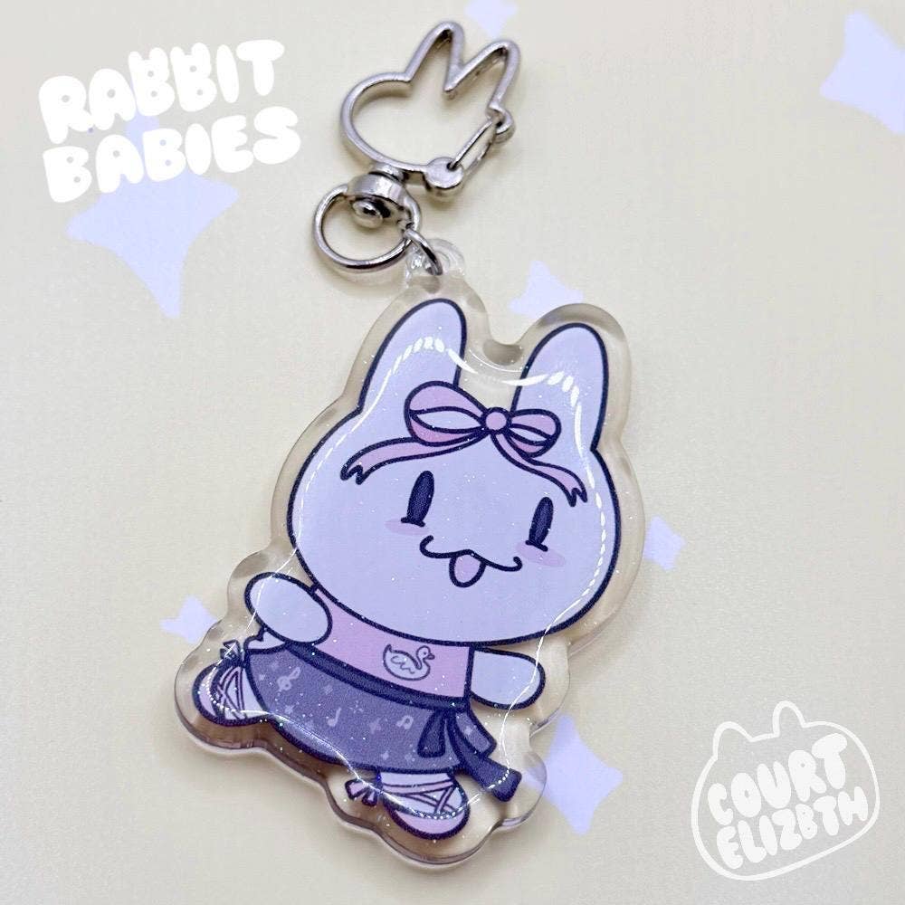 Courtney Elizabeth Studio - Wholesale Keychain - Women's - Kawaii Bunny Ballerina Glitter Acrylic Keychain3
