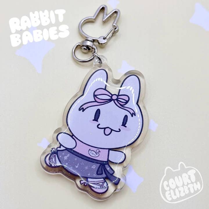 Courtney Elizabeth Studio - Wholesale Keychain - Women's - Kawaii Bunny Ballerina Glitter Acrylic Keychain3