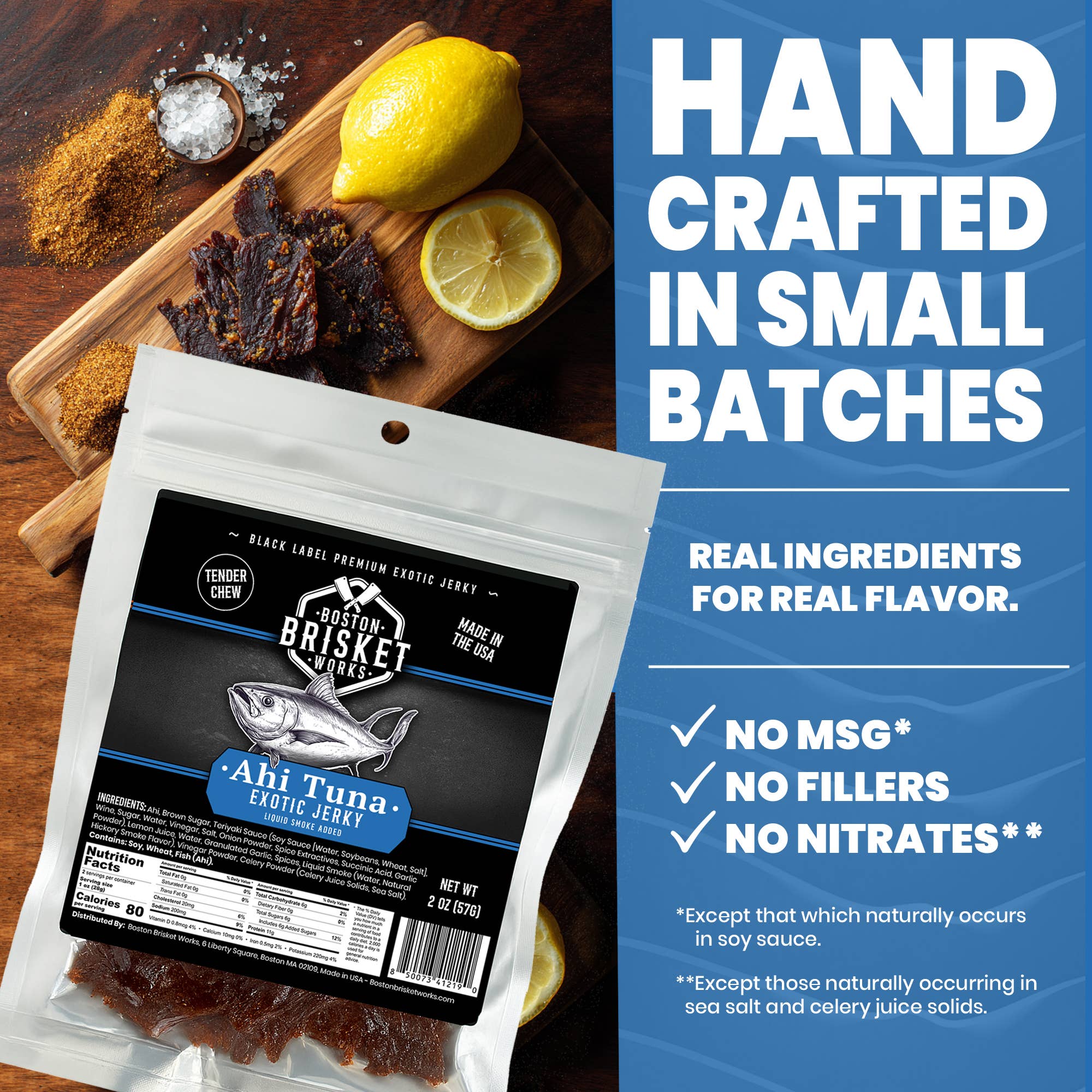 Boston Brisket Works - Vendita all'ingrosso Carni essiccate - Jerky Esotico "Tonno Ahi"3