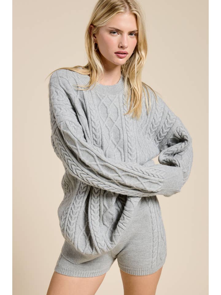 Mimosa - Wholesale Top & Short Set (NOT Loungewear) - Women's - Cable Knit Sweater and Shorts Set22