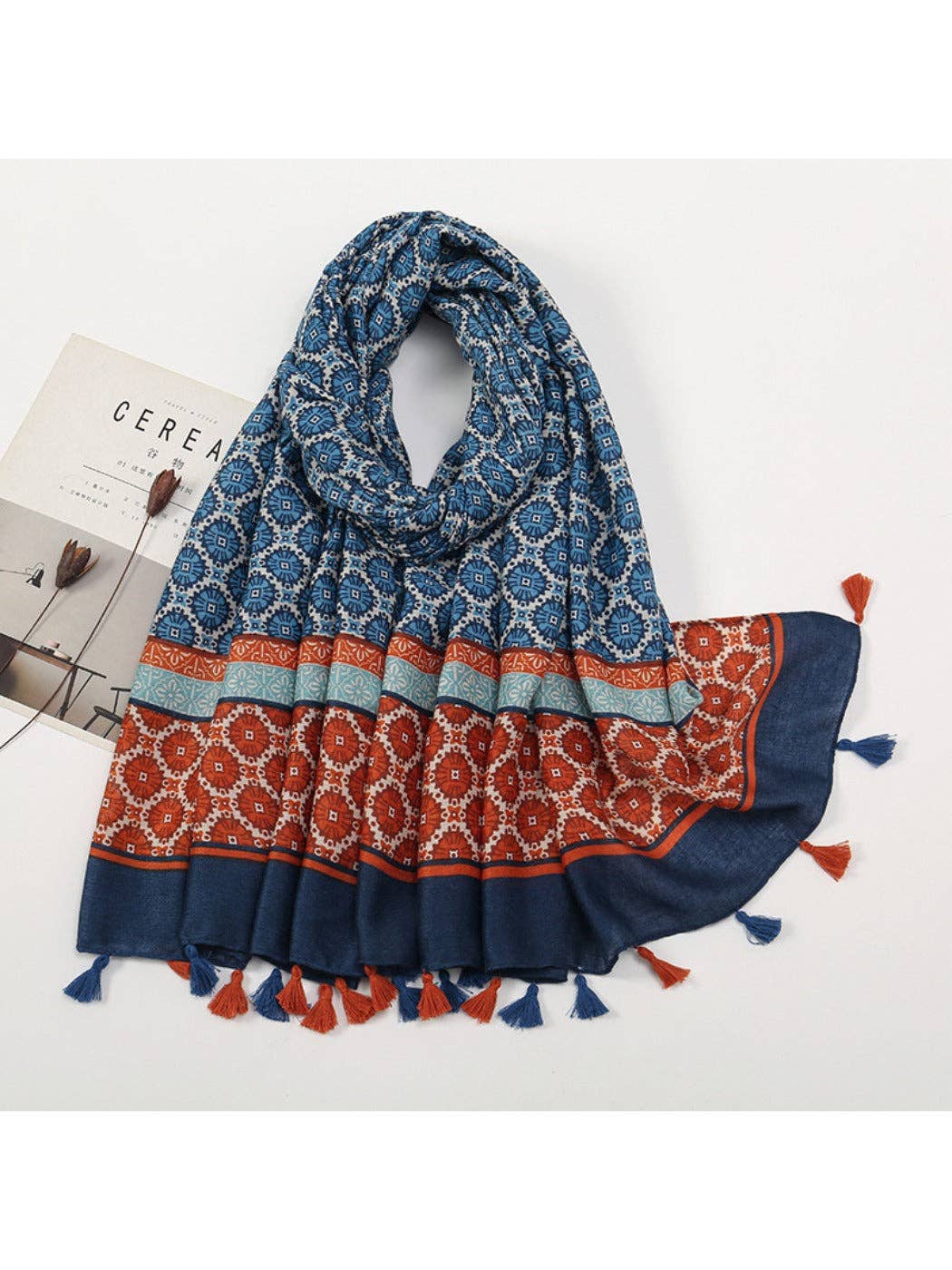 Funkyrel® Atzbranding Limited – wholesale Scarf – Women's – Scarvii - Color-Blocked Shawl Scarf with Tassels - Stylish & Versatile5