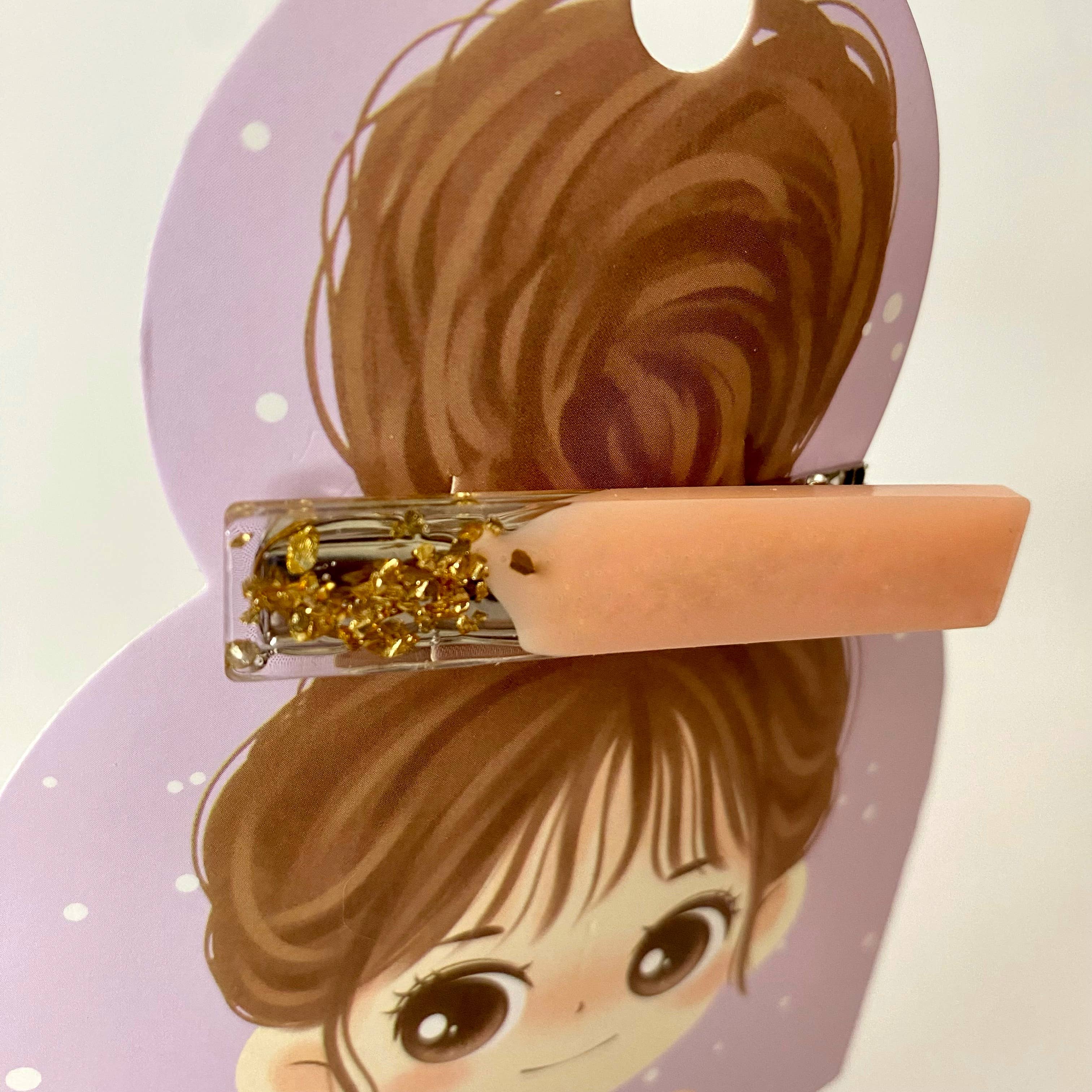 GRL PWR Jewelry - Wholesale Hair Clip - Women's - Peach Fuzz Sparkle Bar Hair Clip3