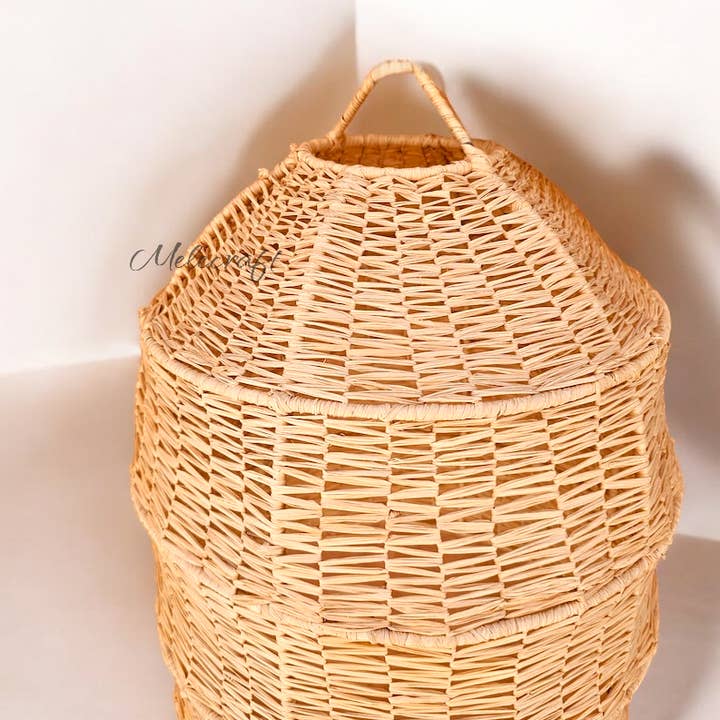 Melecraft - Wholesale Kroonluchter/hangend licht - Handgemaakte hanglamp van raffia - geweven hanglampenkap