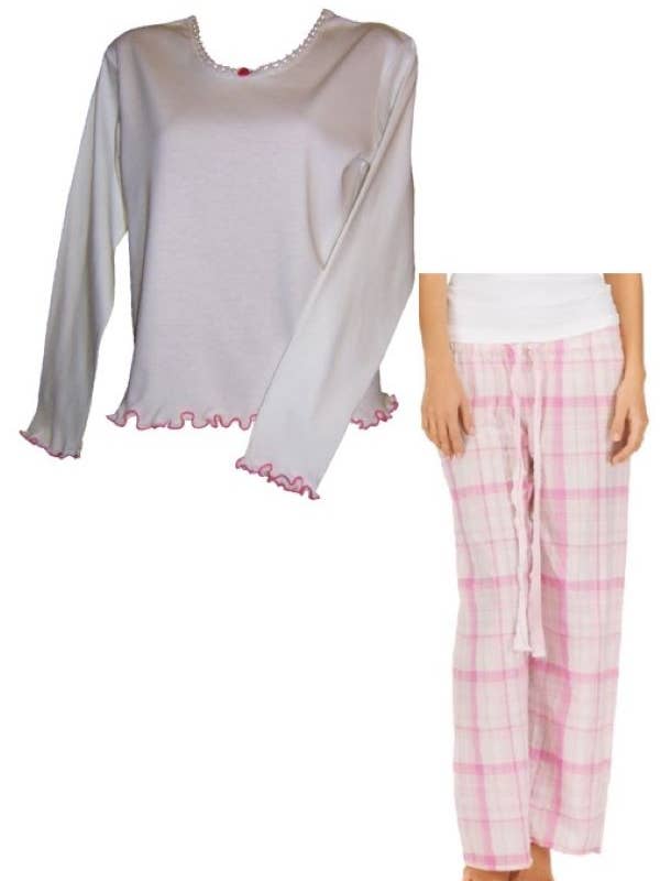 Playful Plaids Long Sleeve Tee & PJ Bottom Pajama Set for wholesale by Unusual Babe Undercover