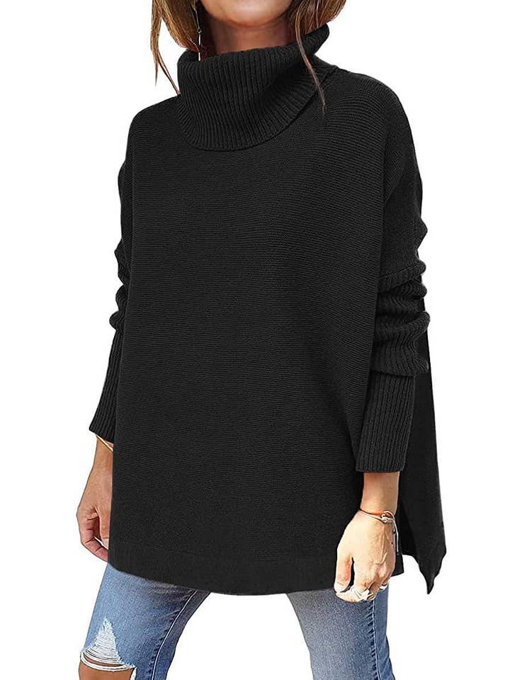 Sweetkama - Wholesale Tunic - Women's - Sweetkama Ladies Solid Long Sleeves Mock Neck Loose Top2
