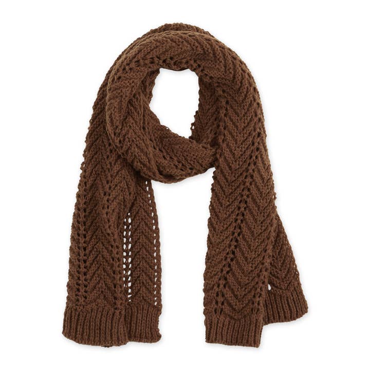 Chevron Knit Scarf - Brown for wholesale by Hadley Wren