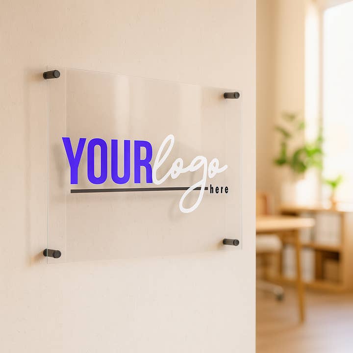 Plaque murale personnalisée avec logo flottant d'entreprise en acrylique pour la vente par Famgraving