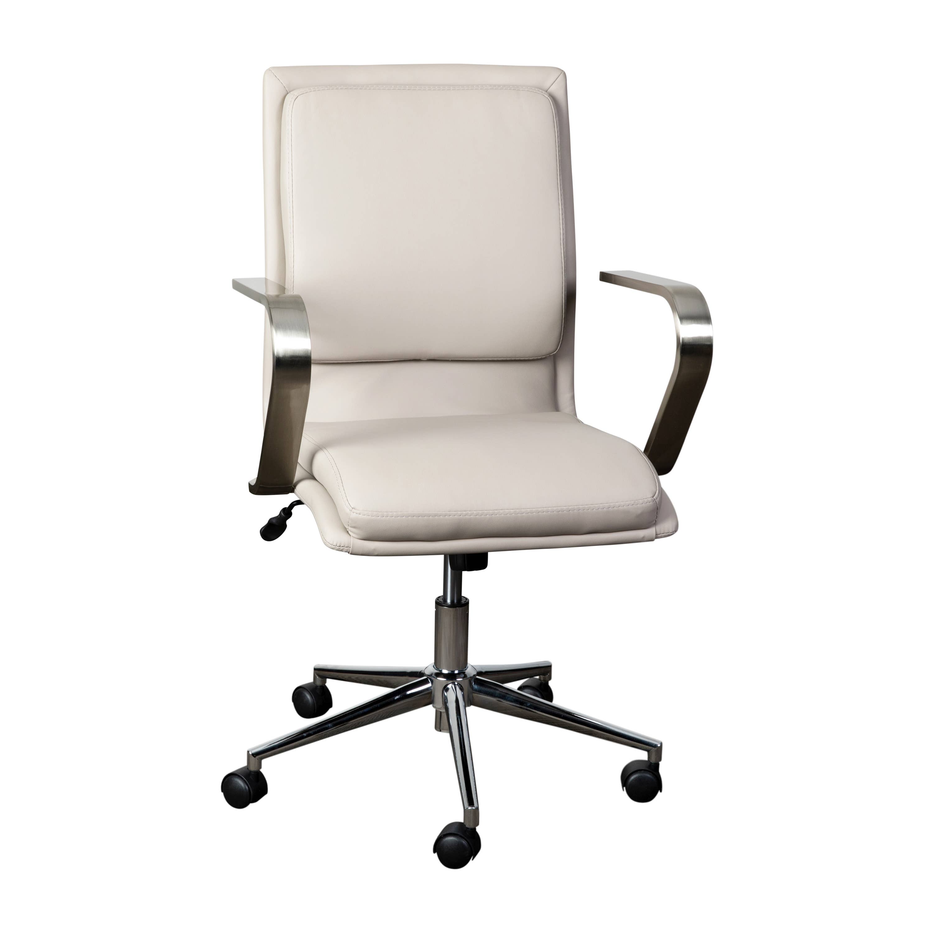 Taupe LeatherSoft Office Chair with Chrome Arms for wholesale on Faire1